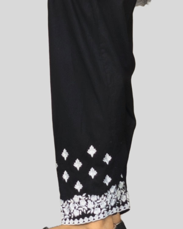 🖤 black shalwar with white embroidery – ready made ethnic bottom for women