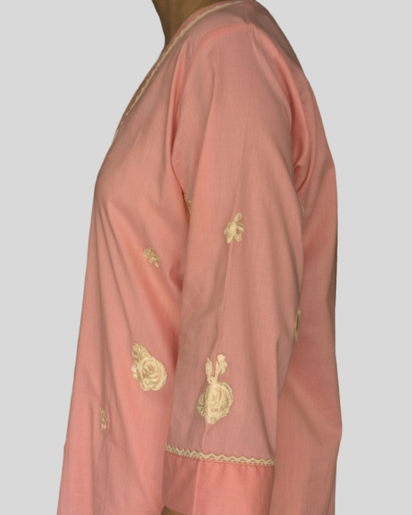 sand orange embroidered kurta with white farshi shalwar – 2 piece ready to wear